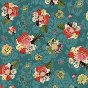 (784)Soul Shine & Daydreams Collage Flowers Dark Teal(0187)