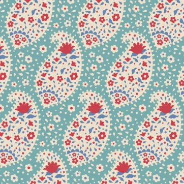 Tilda Jubilee Paisley. Teal 1613